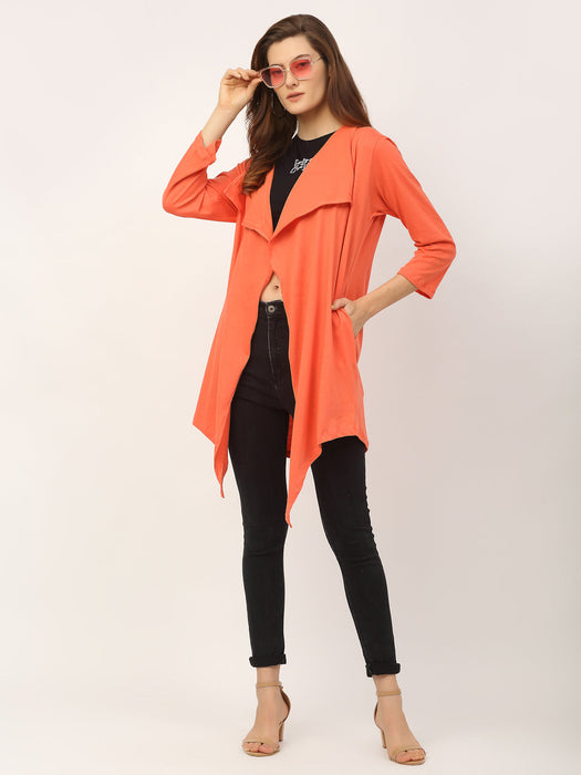 Waterfall Collar Front Open Long Shrug