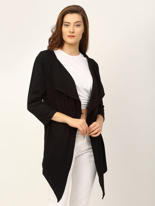 Waterfall Collar Front Open Long Shrug