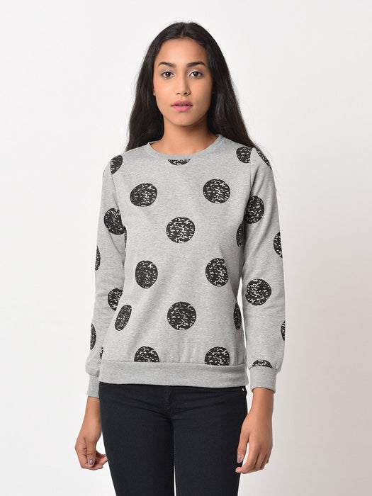 Grey Terry All Over Polka Dot Sweatshirt