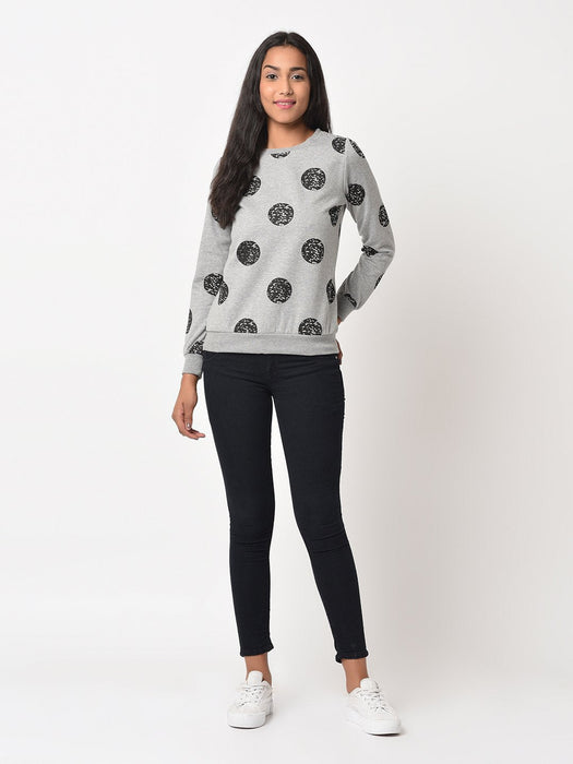 Grey Terry All Over Polka Dot Sweatshirt