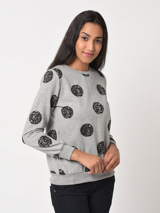 Grey Terry All Over Polka Dot Sweatshirt