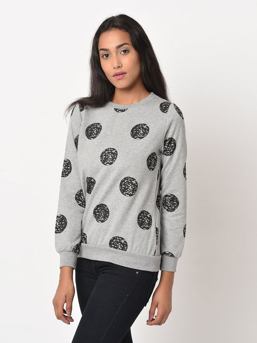 Grey Terry All Over Polka Dot Sweatshirt