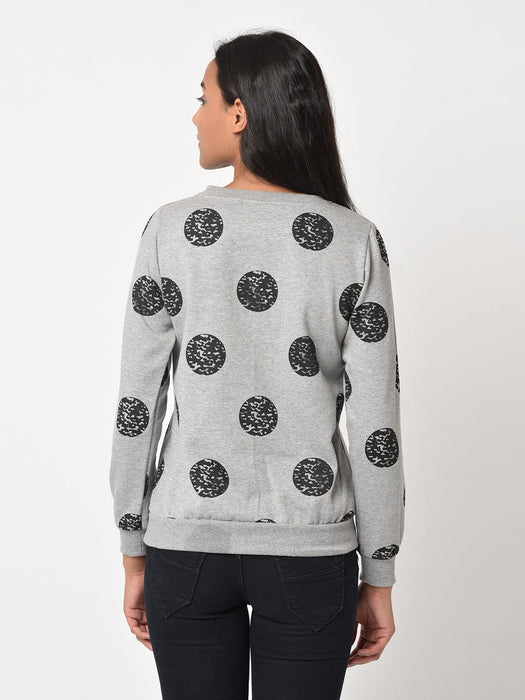 Grey Terry All Over Polka Dot Sweatshirt