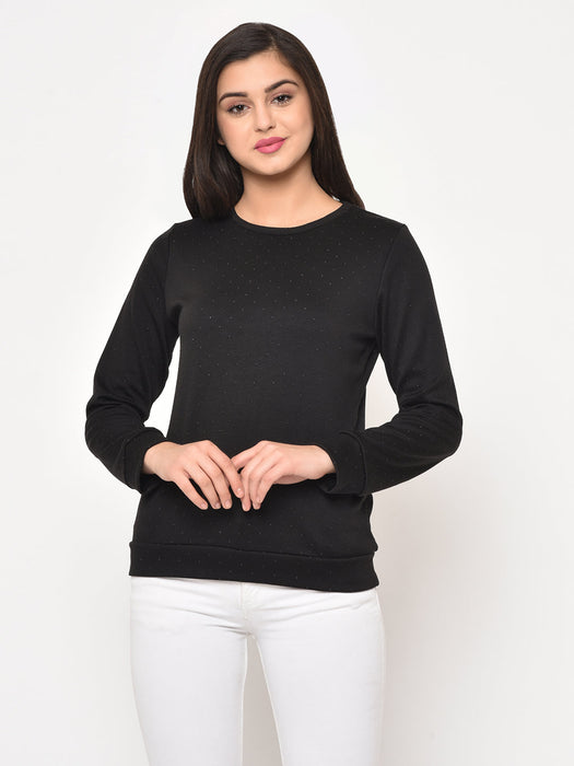 Black Self Design Stylish Sweatshirt