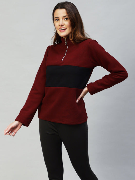 Colorblock High Neck Sweatshirt