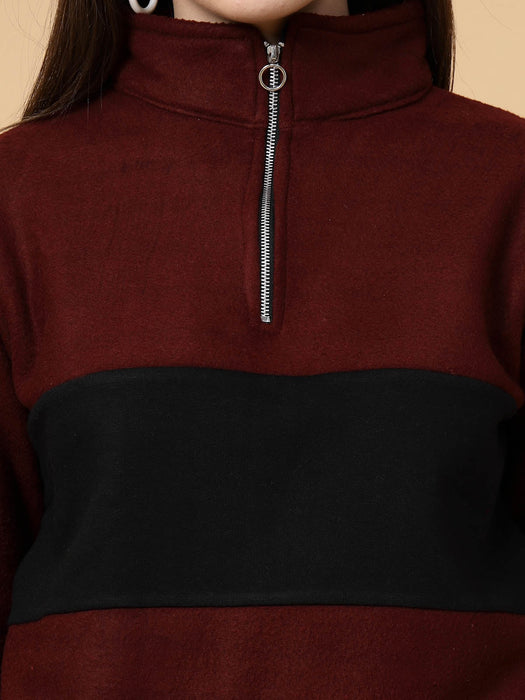 Colorblock High Neck Sweatshirt