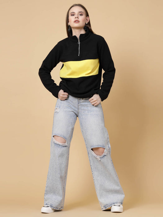 Colorblock High Neck Sweatshirt