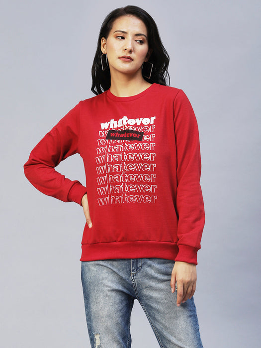 Printed Round Neck Fleece Sweatshirt