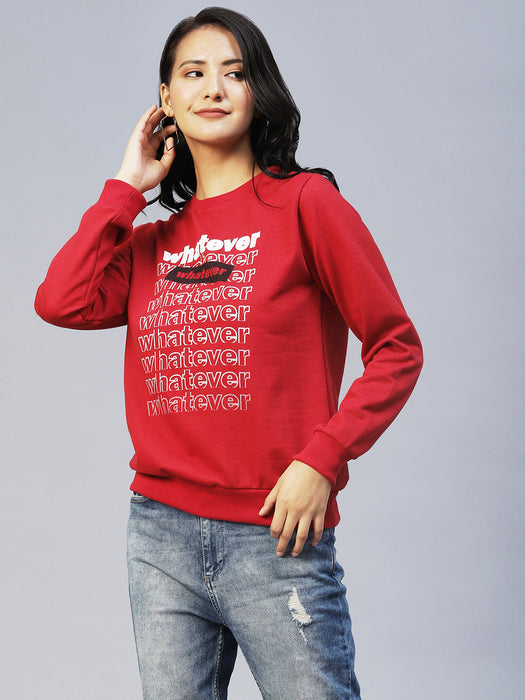 Printed Round Neck Fleece Sweatshirt