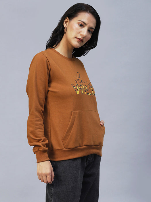 Printed Round Neck Fleece Sweatshirt