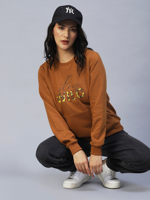 Printed Round Neck Fleece Sweatshirt