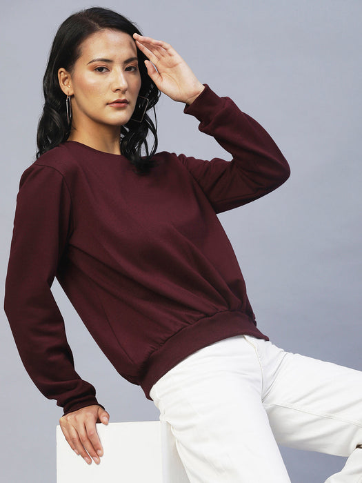 Wine Pleated Fleece Sweatshirt