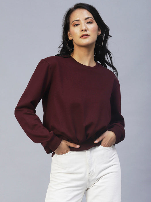 Wine Pleated Fleece Sweatshirt