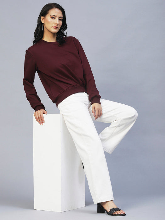 Wine Pleated Fleece Sweatshirt