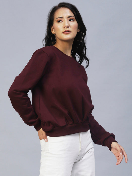 Wine Pleated Fleece Sweatshirt