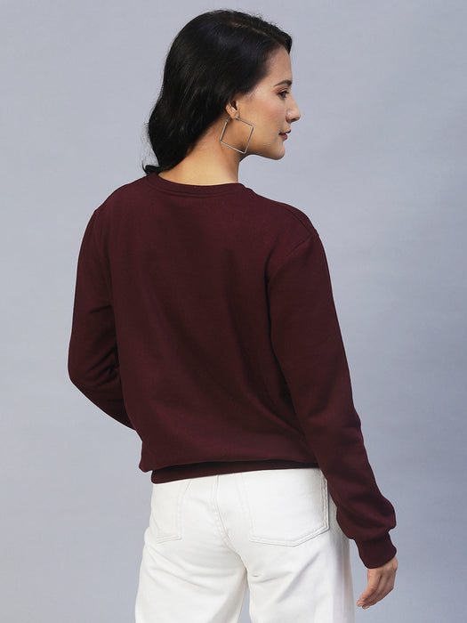 Wine Pleated Fleece Sweatshirt