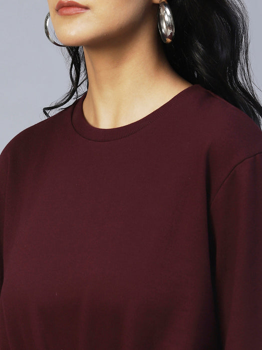 Wine Pleated Fleece Sweatshirt