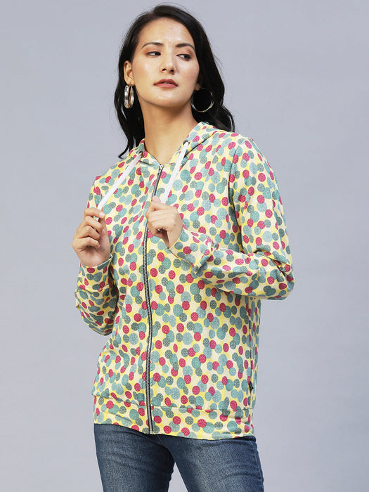 Polka Dot Hooded Terry Jacket