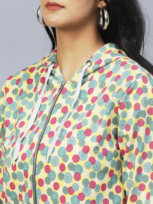 Polka Dot Hooded Terry Jacket