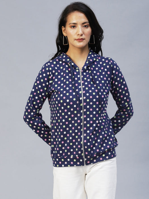 Polka Dot Hooded Terry Jacket