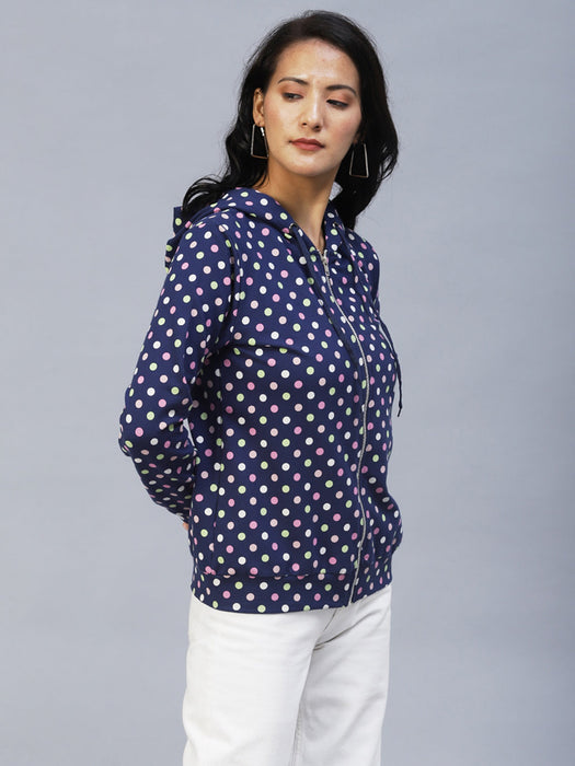 Polka Dot Hooded Terry Jacket