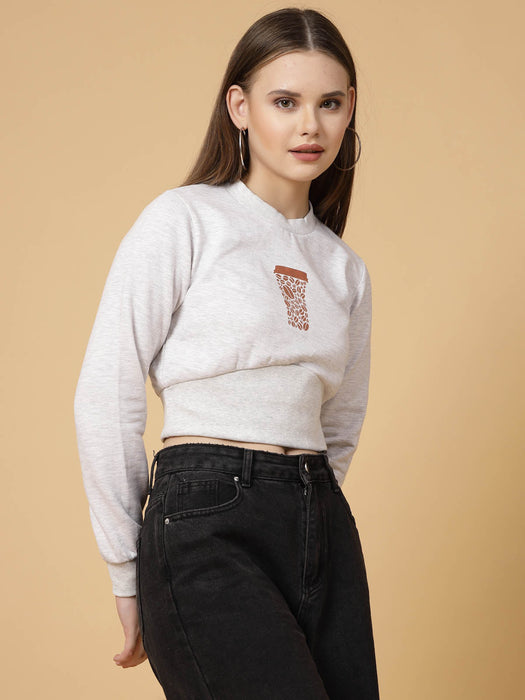 Printed Crop Sweatshirt