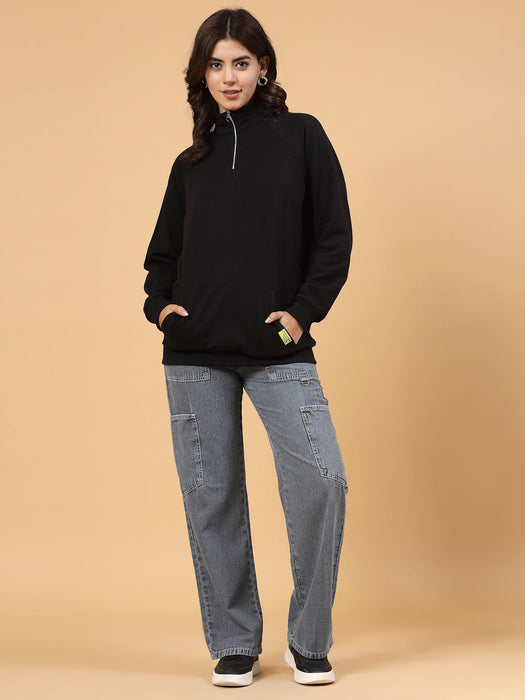 Women Oversized Printed Fleece Sweatshirt