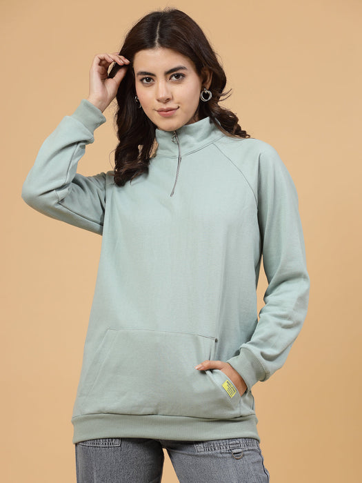 Women Oversized Printed Fleece Sweatshirt