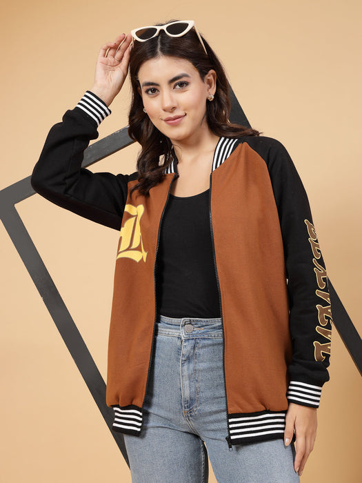 Women Rigo Signature  Puff Printed Varsity Jacket