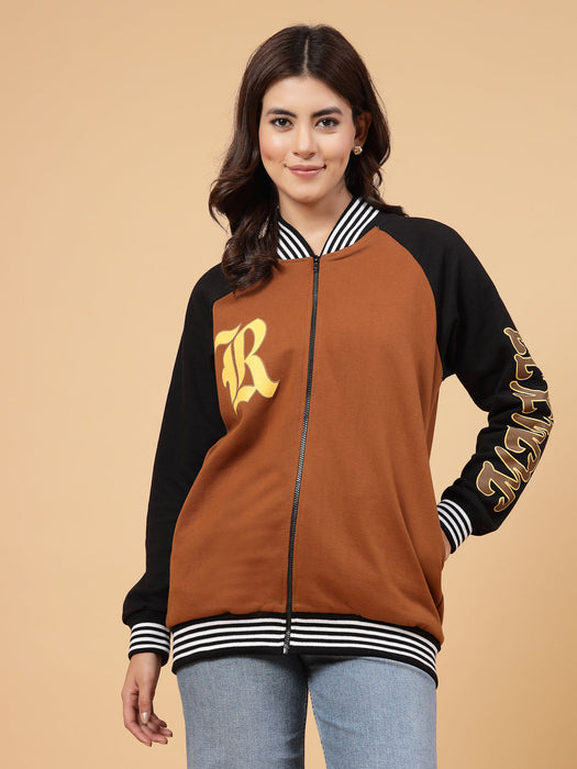 Women Rigo Signature  Puff Printed Varsity Jacket