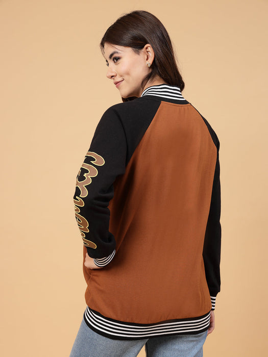 Women Rigo Signature  Puff Printed Varsity Jacket