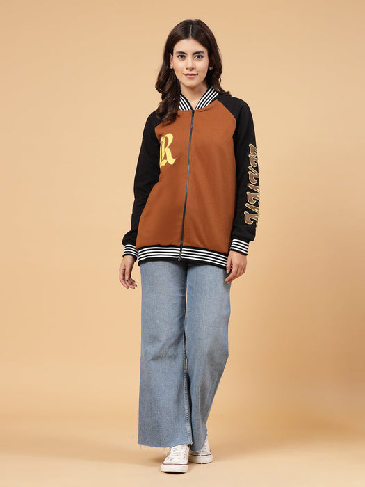 Women Rigo Signature  Puff Printed Varsity Jacket