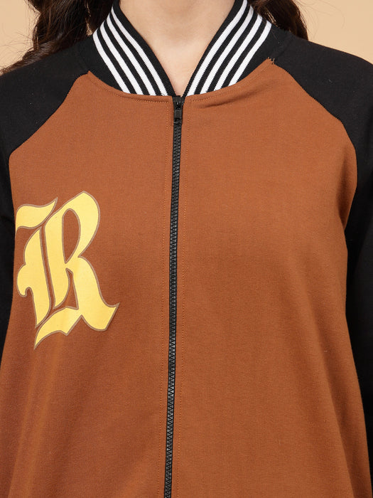 Women Rigo Signature  Puff Printed Varsity Jacket