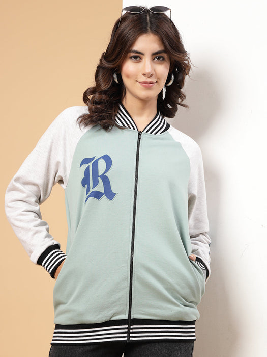 Women Rigo Signature  Puff Printed Varsity Jacket