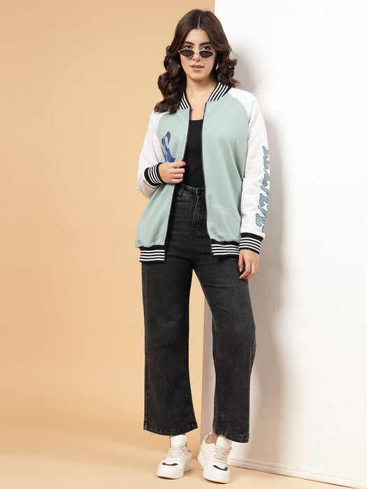 Women Rigo Signature  Puff Printed Varsity Jacket