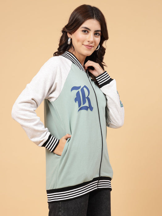 Women Rigo Signature  Puff Printed Varsity Jacket