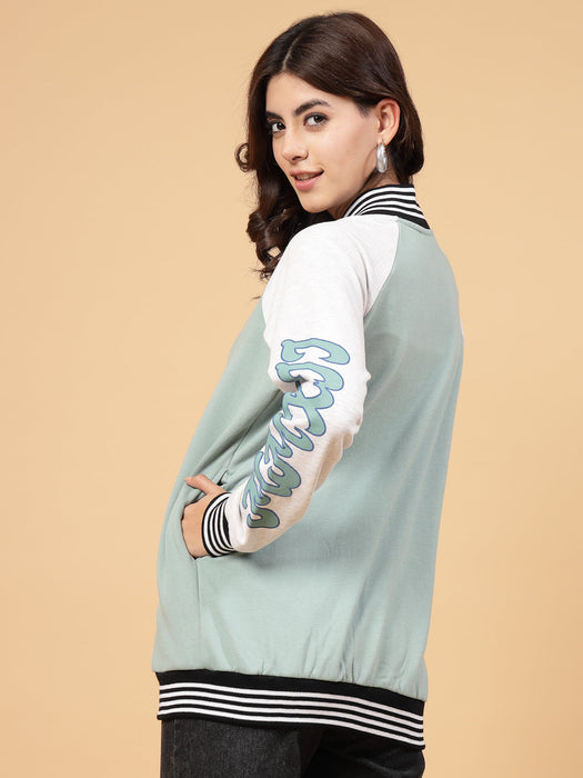 Women Rigo Signature  Puff Printed Varsity Jacket