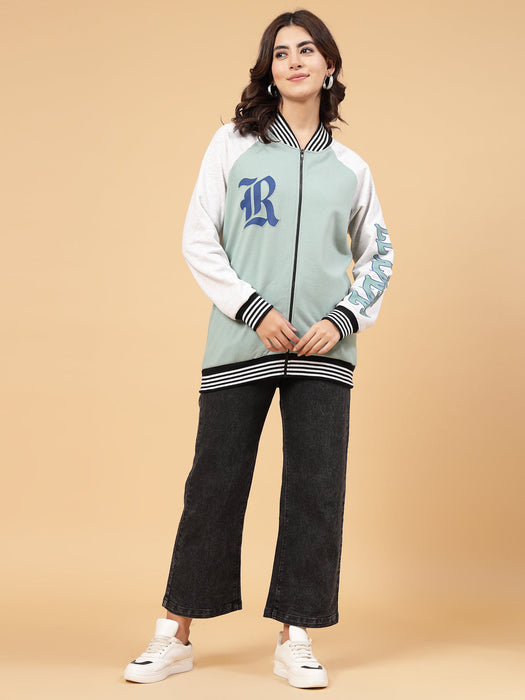 Women Rigo Signature  Puff Printed Varsity Jacket