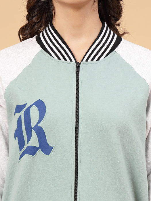 Women Rigo Signature  Puff Printed Varsity Jacket