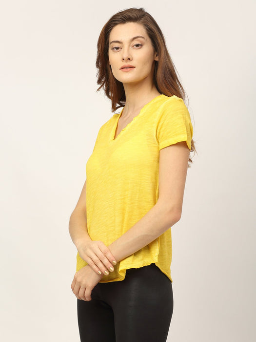 Slub Washed V-Neck Half Sleeve T-Shirt