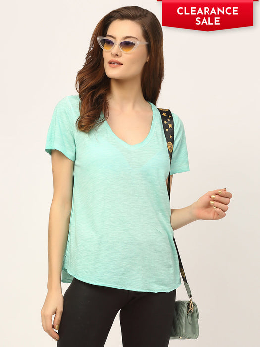 Slub Washed V-Neck Half Sleeve T-Shirt