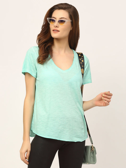 Slub Washed V-Neck Half Sleeve T-Shirt