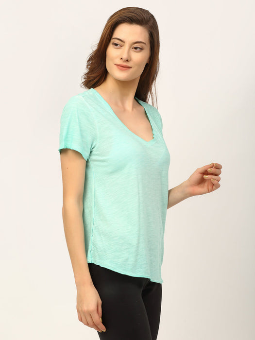 Slub Washed V-Neck Half Sleeve T-Shirt