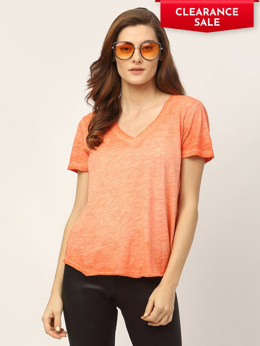 Slub Washed V-Neck Half Sleeve T-Shirt