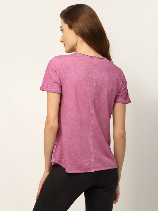 Slub Washed V-Neck Half Sleeve T-Shirt