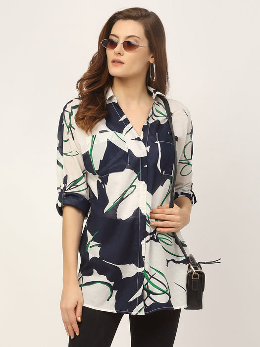 Navy All Over Floral Print Shirt