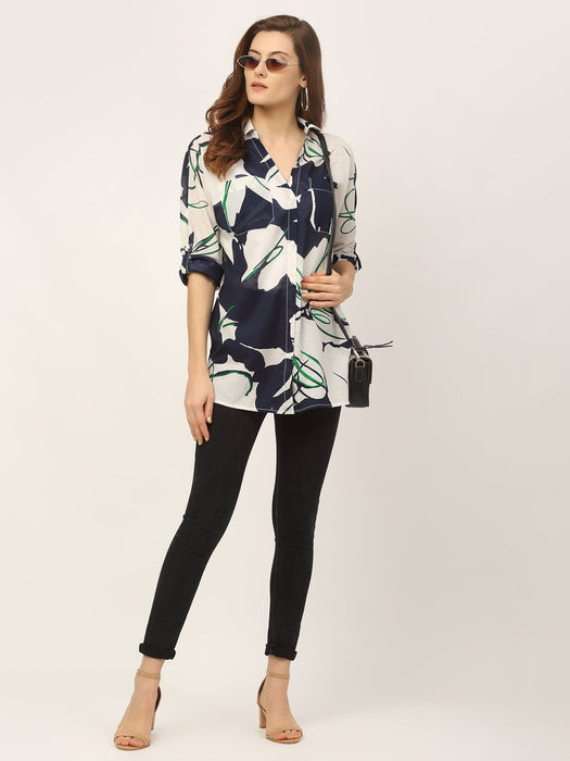 Navy All Over Floral Print Shirt