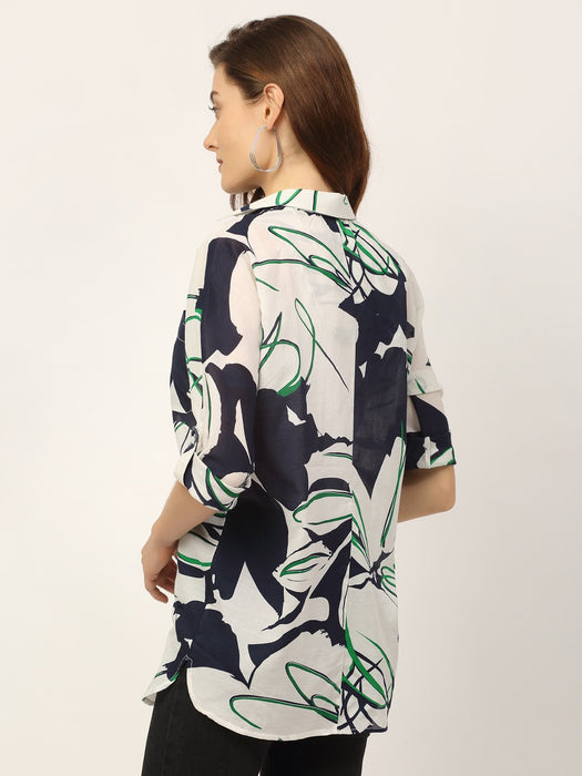 Navy All Over Floral Print Shirt