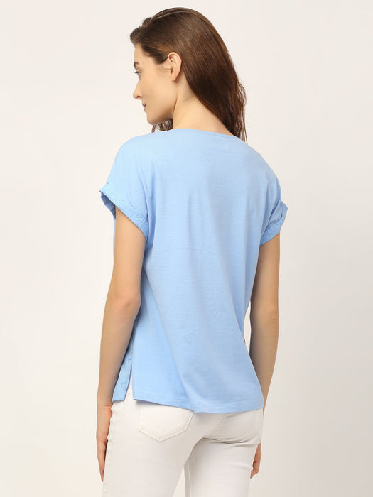 Blue Schiffli Top