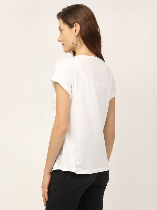 White Schiffli Sleeveless Top